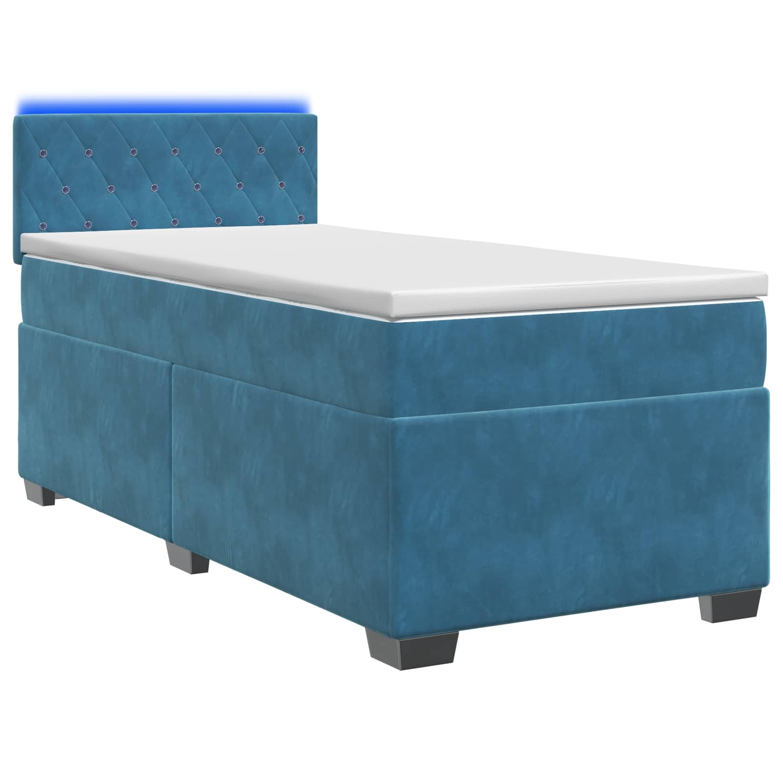 Boxspringbett mit Matratze und LED Blau 90 x 200 cm Samt