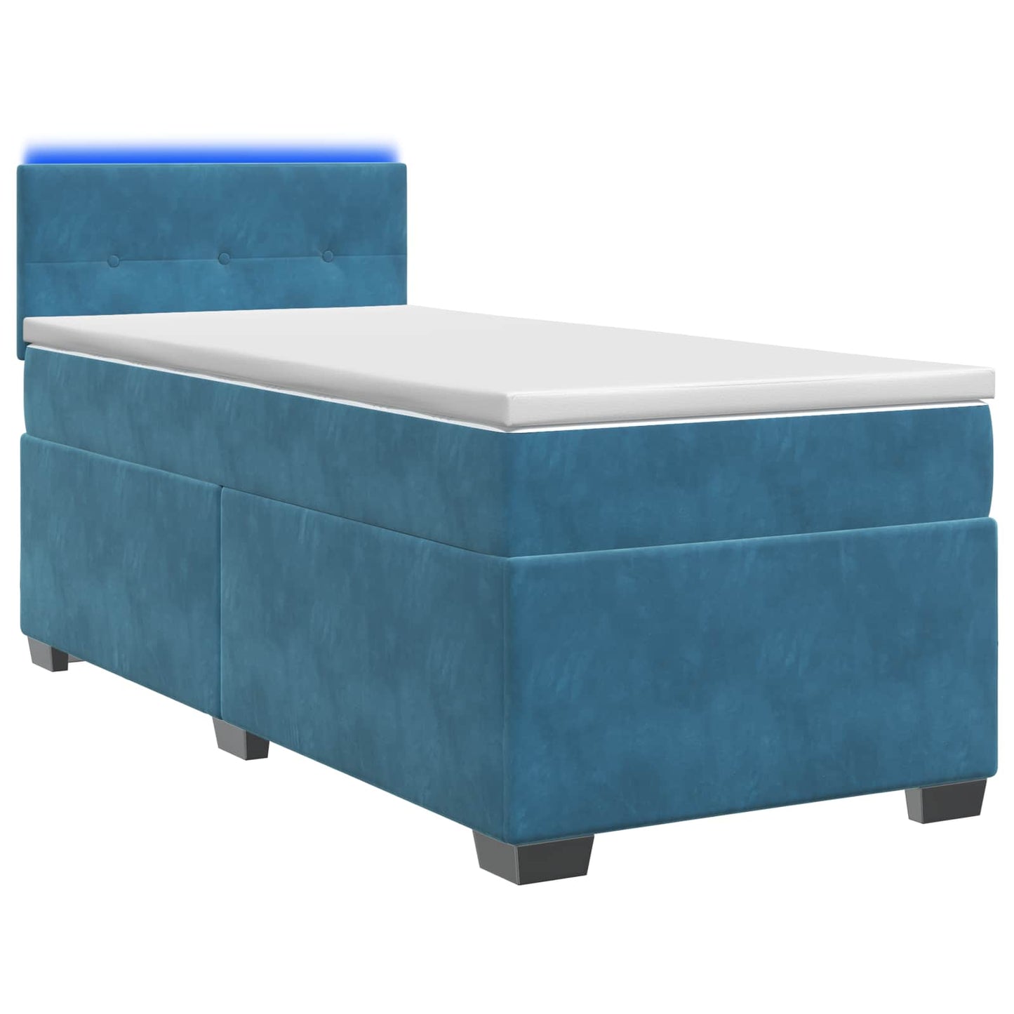 Boxspringbett mit Matratze und LED Blau 90 x 200 cm Samt