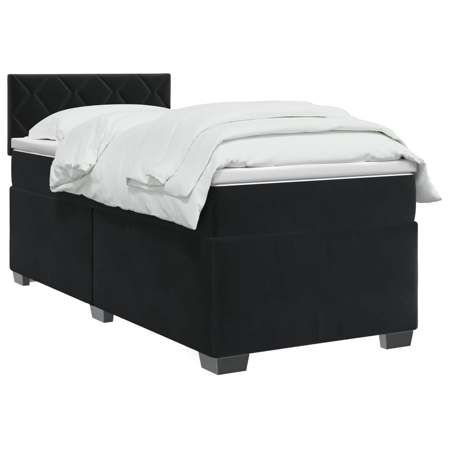 Boxspringbett mit Matratze und LED Schwarz 90 x 200 cm Samt