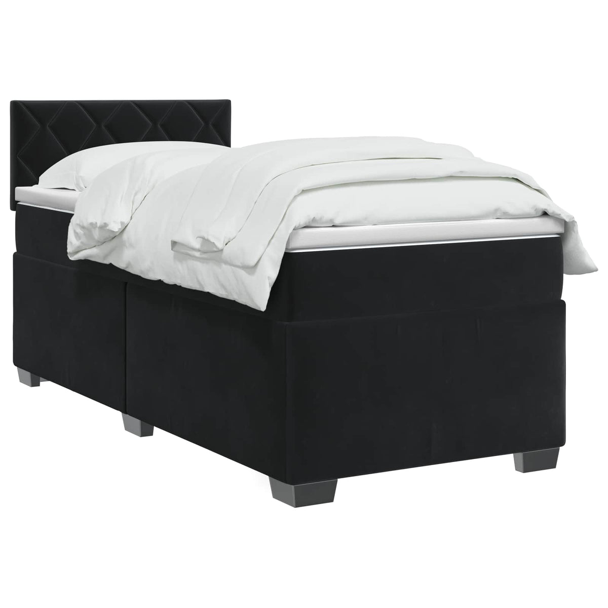 Boxspringbett mit Matratze und LED Schwarz 90 x 200 cm Samt