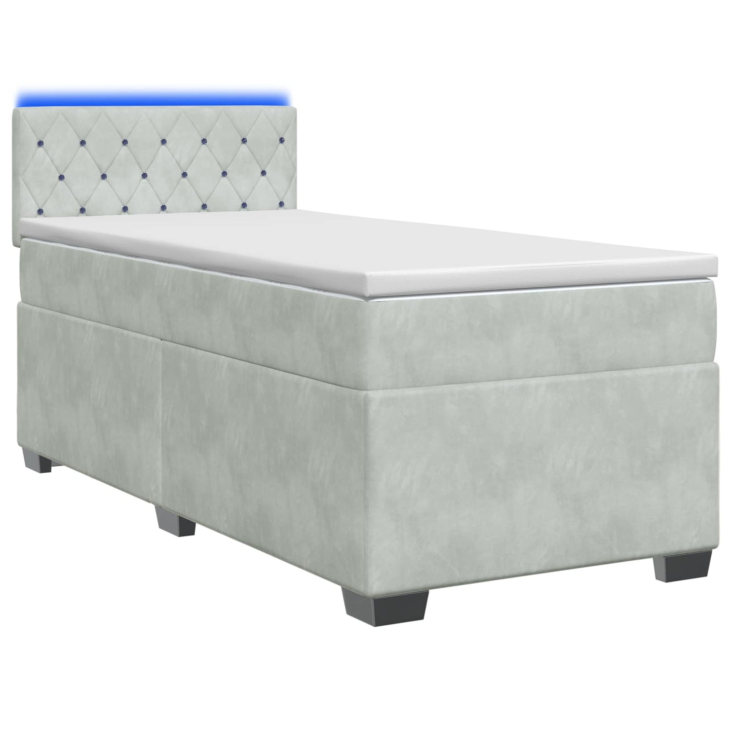 Boxspringbett mit Matratze und LED Hellgrau 100 x 200 cm Samt