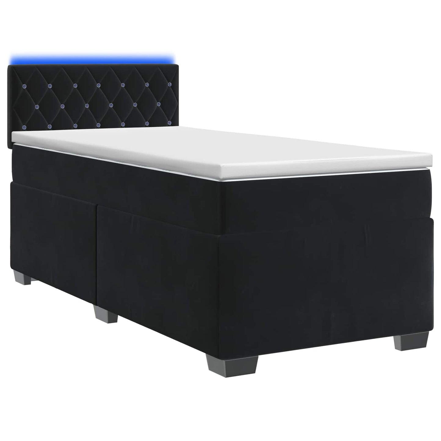 Boxspringbett mit Matratze und LED Schwarz 100 x 200 cm Samt