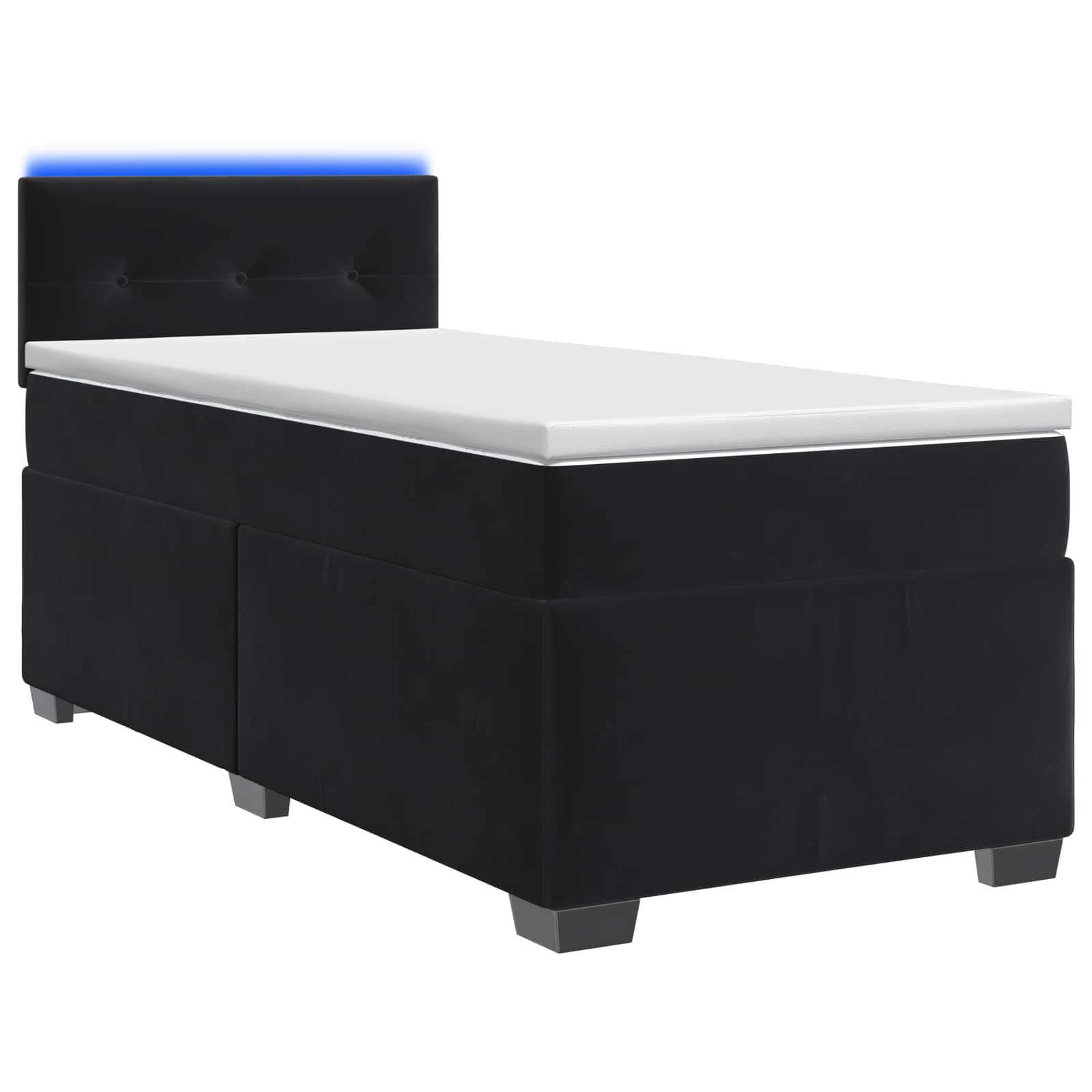 Boxspringbett mit Matratze und LED Schwarz 100 x 200 cm Samt