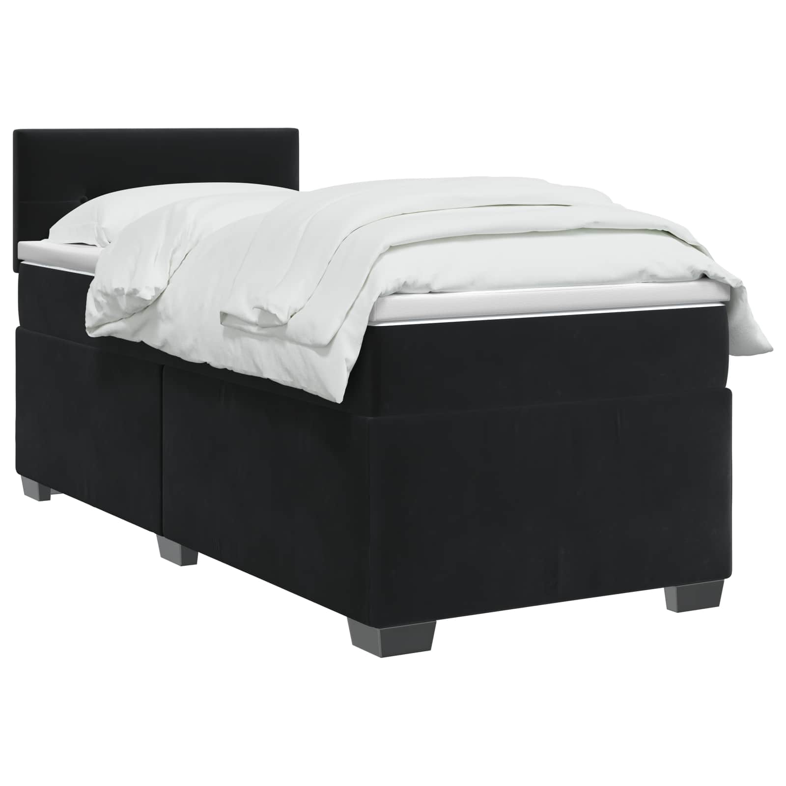 Boxspringbett mit Matratze und LED Schwarz 100 x 200 cm Samt