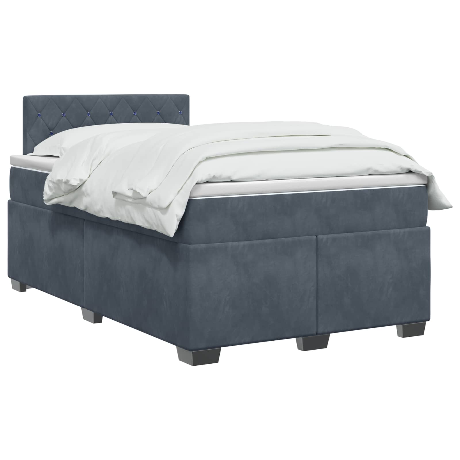 Boxspringbett mit Matratze und LED Dunkelgrau 120 x 190 cm Samt