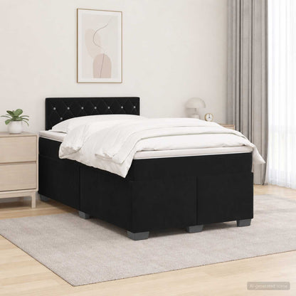 Boxspringbett mit Matratze und LED Schwarz 120 x 190 cm Samt