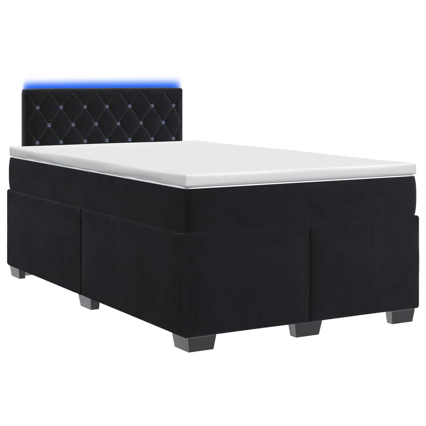 Boxspringbett mit Matratze und LED Schwarz 120 x 190 cm Samt