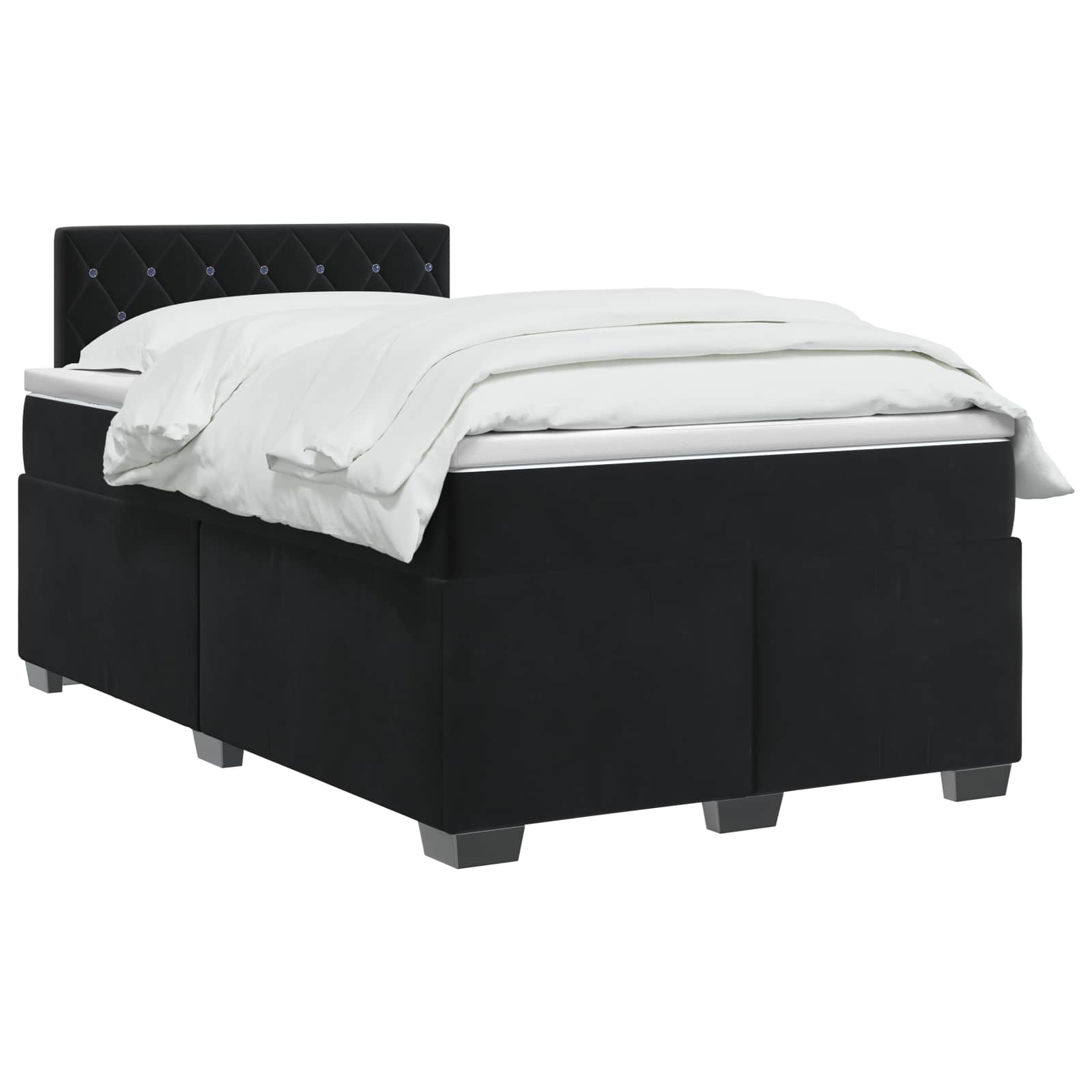 Boxspringbett mit Matratze und LED Schwarz 120 x 190 cm Samt