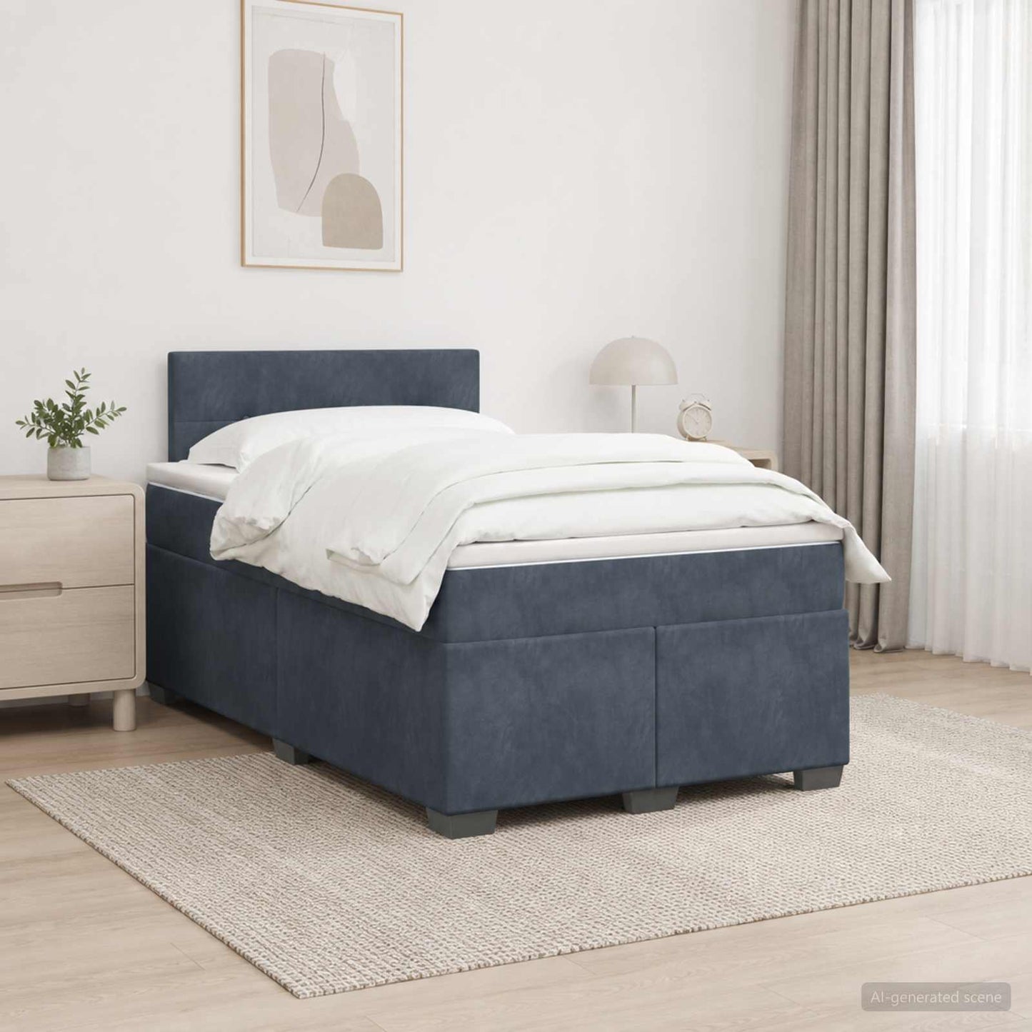 Boxspringbett mit Matratze und LED Dunkelgrau 120 x 200 cm Samt