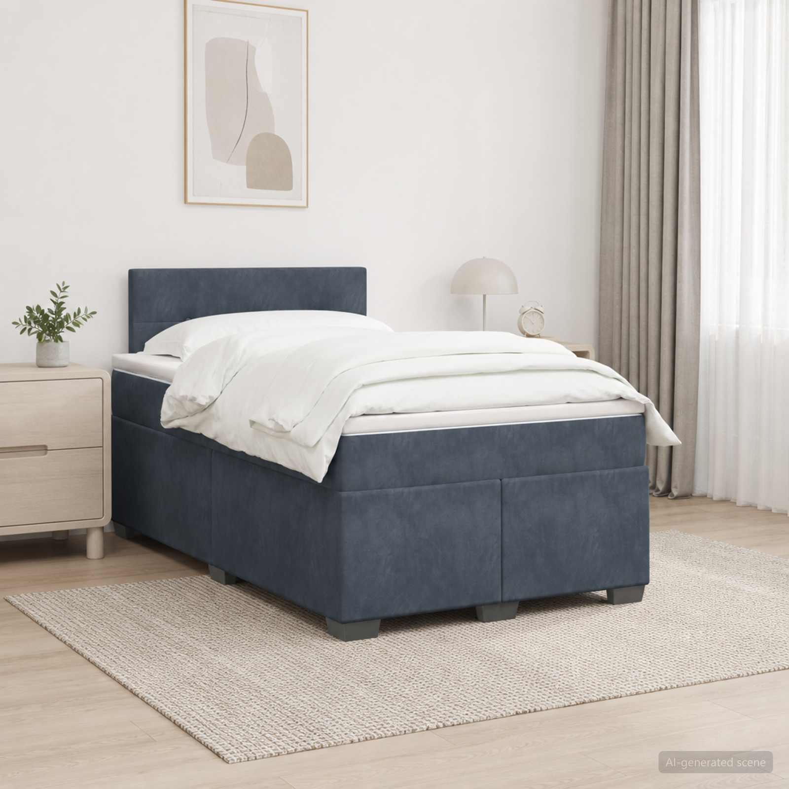 Boxspringbett mit Matratze und LED Dunkelgrau 120 x 200 cm Samt
