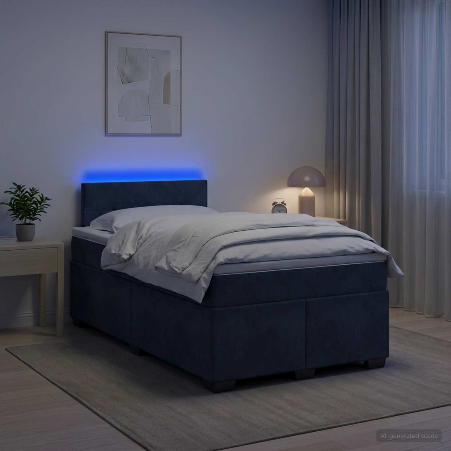 Boxspringbett mit Matratze und LED Dunkelgrau 120 x 200 cm Samt