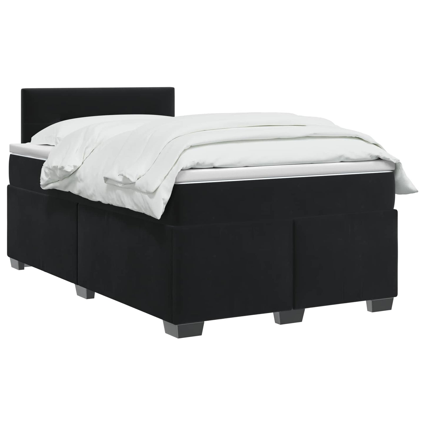 Boxspringbett mit Matratze und LED Schwarz 120 x 190 cm Samt