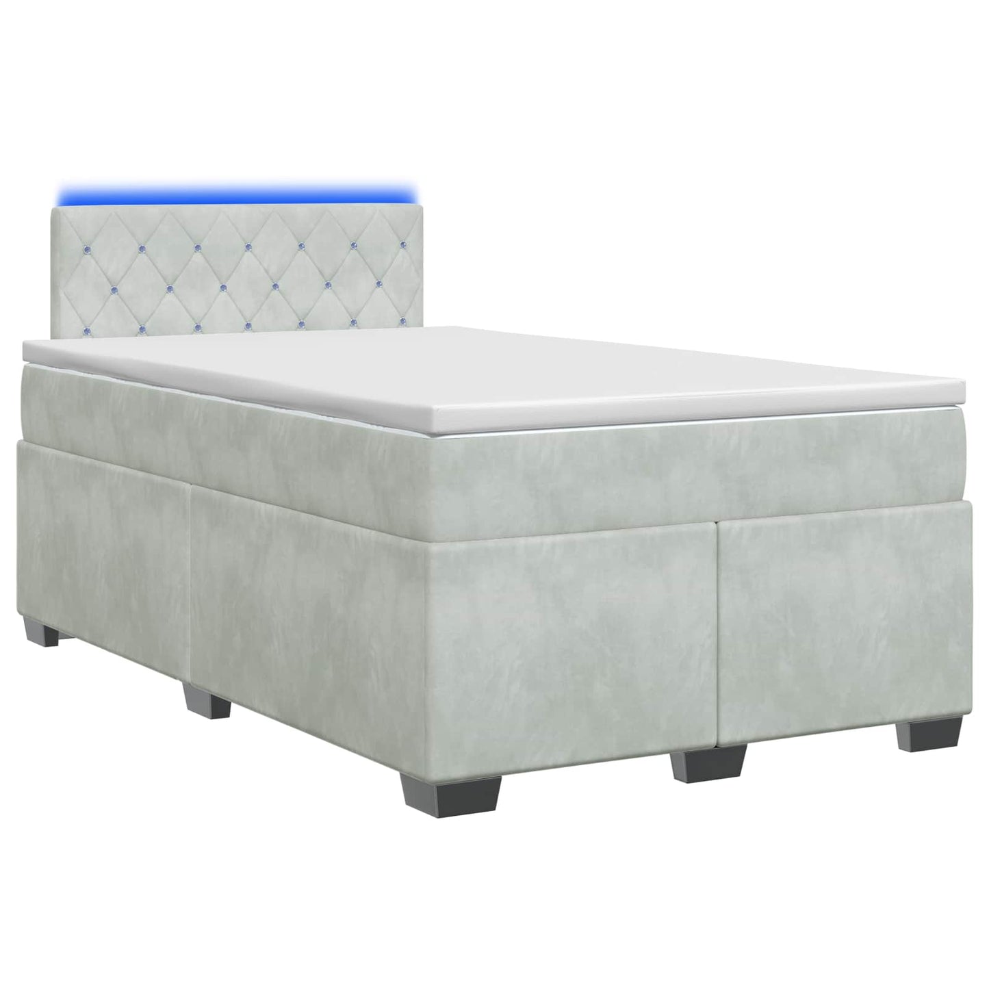 Boxspringbett mit Matratze und LED Hellgrau 120 x 200 cm Samt