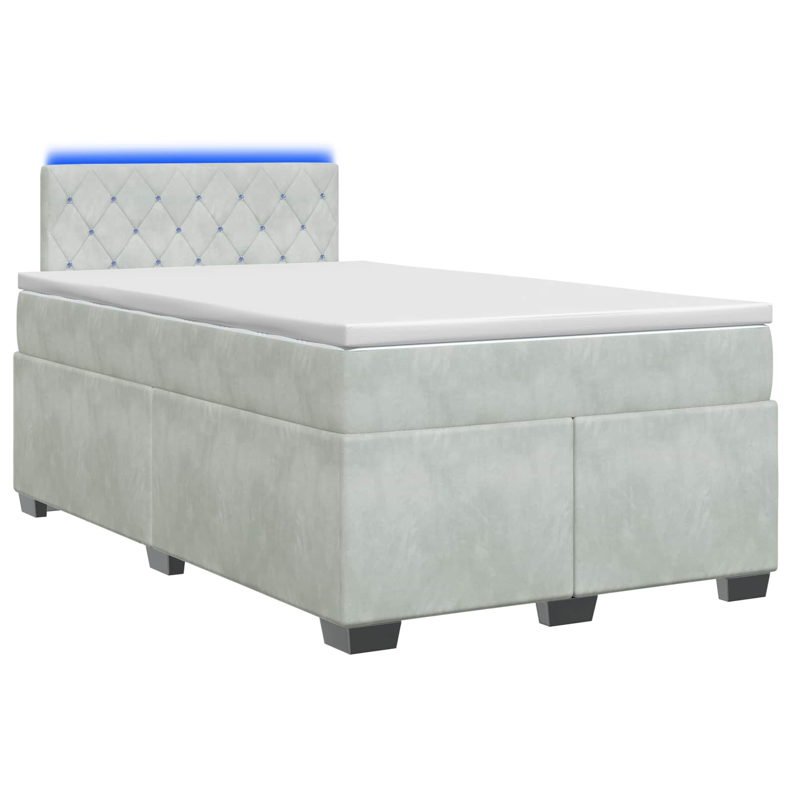 Boxspringbett mit Matratze und LED Hellgrau 120 x 200 cm Samt