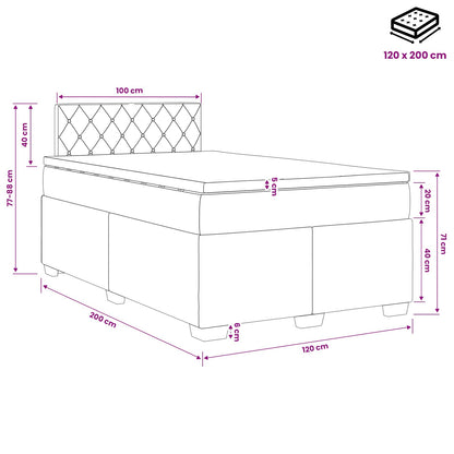 Boxspringbett mit Matratze und LED Dunkelgrau 120 x 200 cm Samt