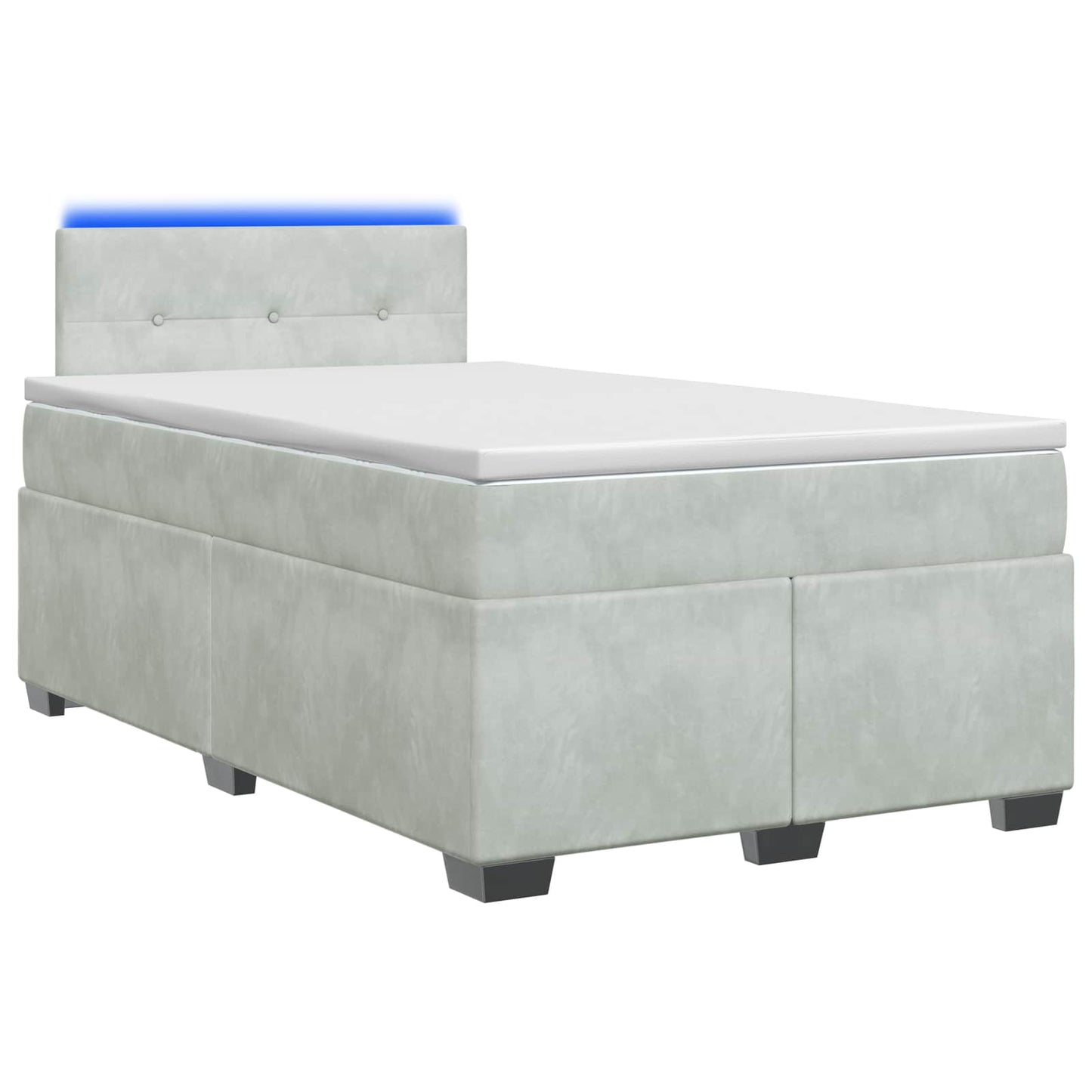 Boxspringbett mit Matratze und LED Hellgrau 120 x 200 cm Samt