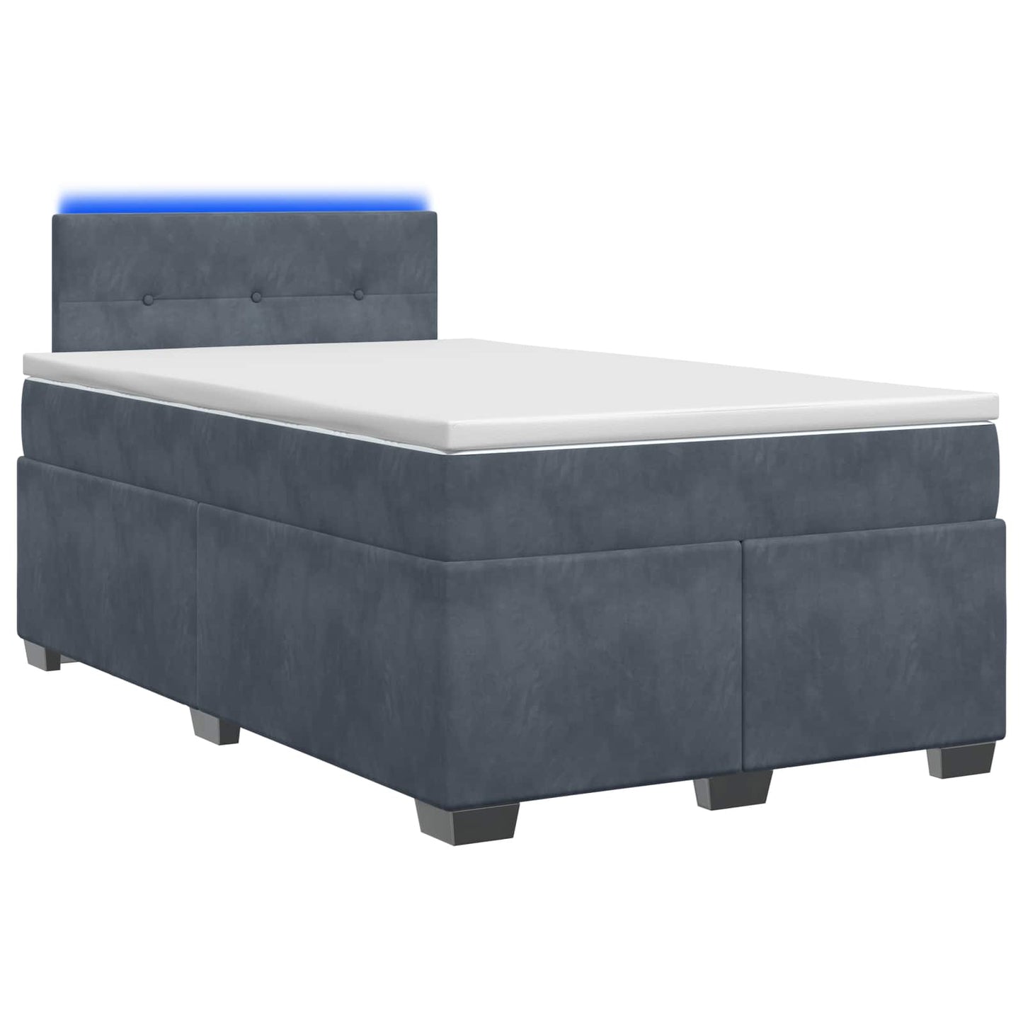 Boxspringbett mit Matratze und LED Dunkelgrau 120 x 200 cm Samt
