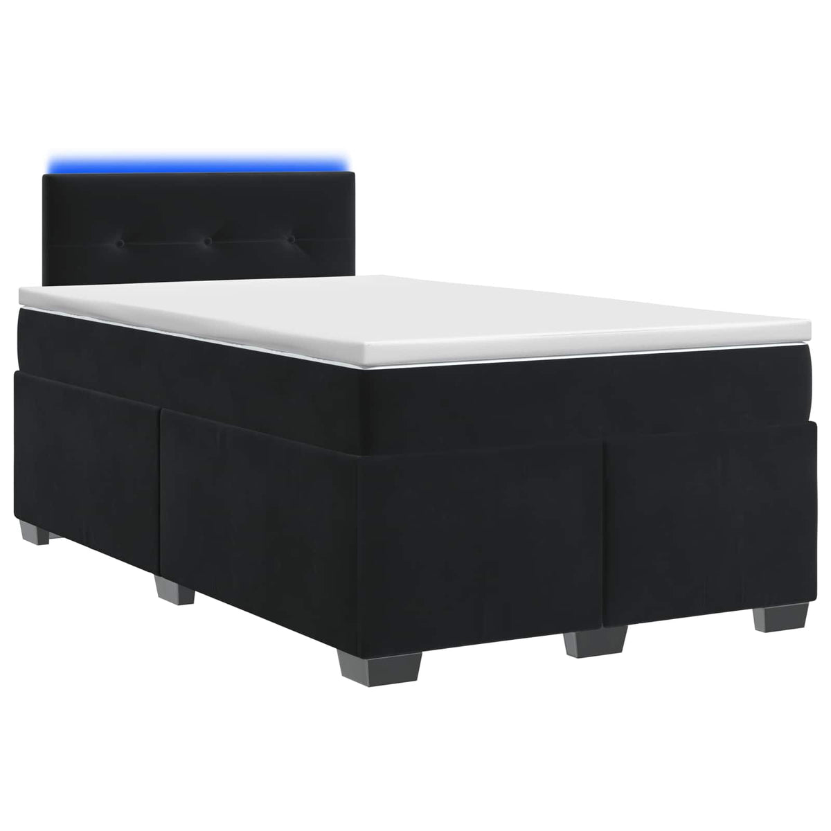 Boxspringbett mit Matratze und LED Schwarz 120 x 200 cm Samt