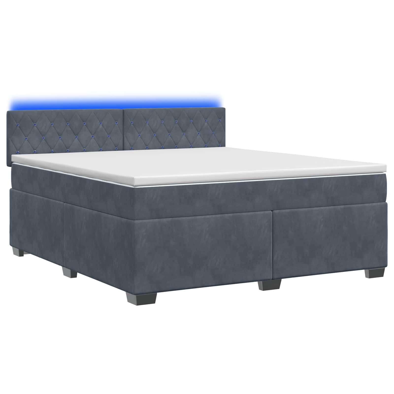 Boxspringbett mit Matratze und LED Dunkelgrau 140 x 190 cm Samt