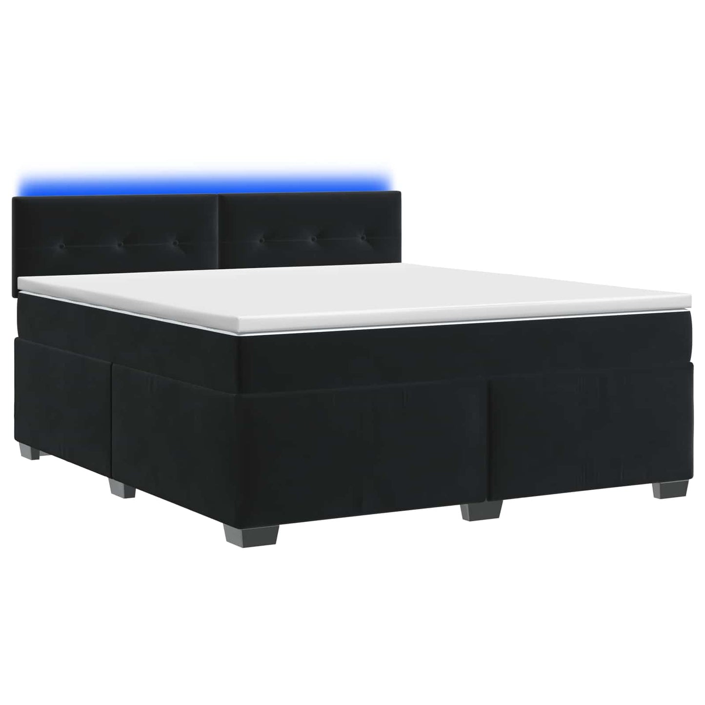 Boxspringbett mit Matratze und LED Schwarz 140 x 190 cm Samt