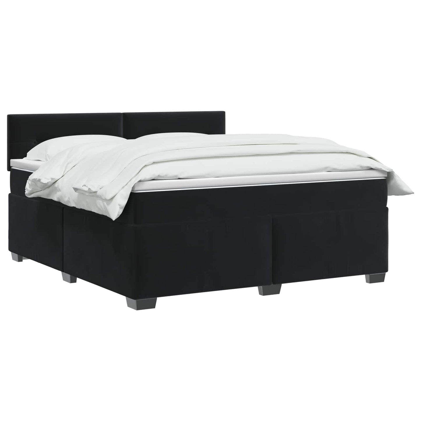 Boxspringbett mit Matratze und LED Schwarz 140 x 190 cm Samt