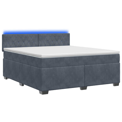 Boxspringbett mit Matratze und LED Dunkelgrau 140 x 200 cm Samt