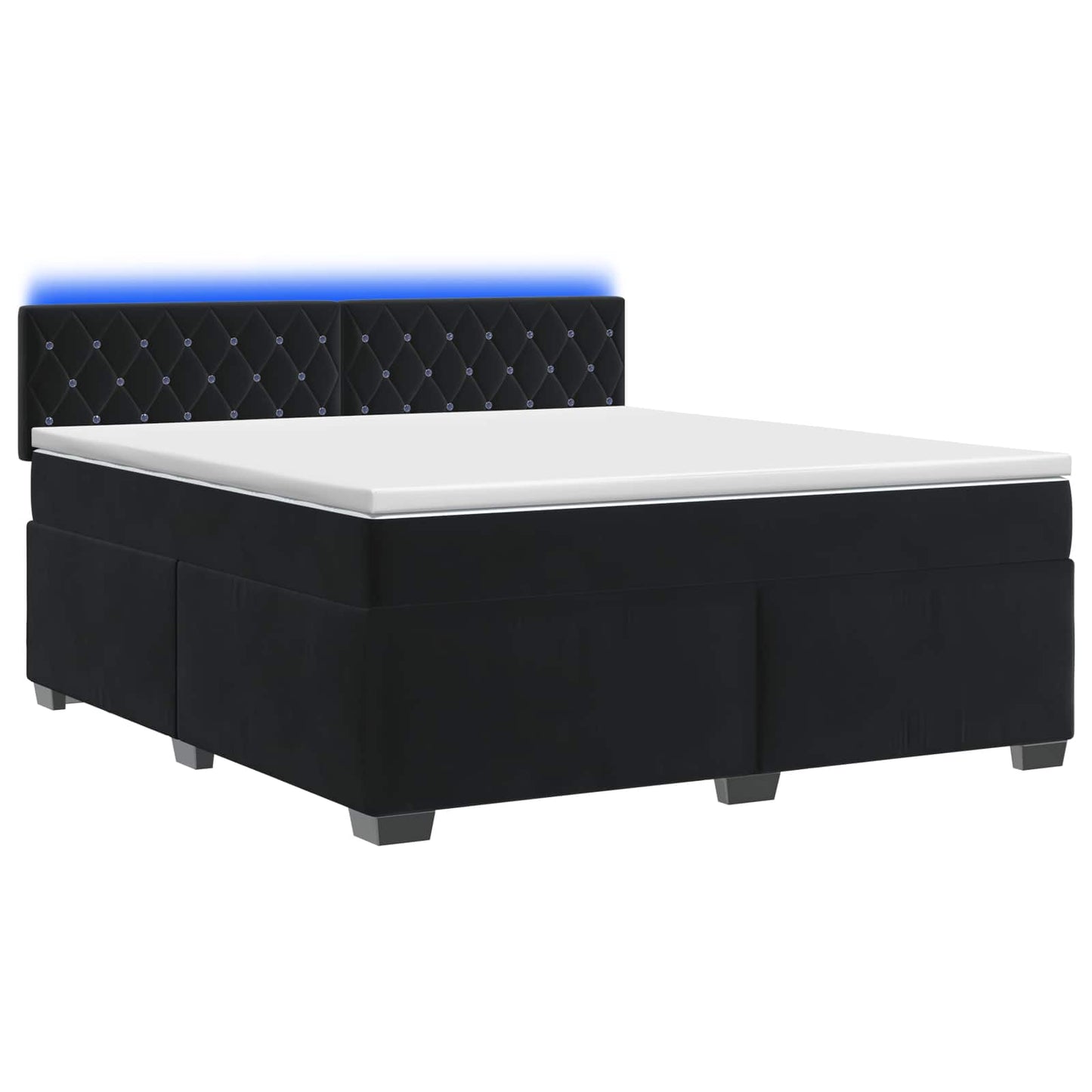 Boxspringbett mit Matratze und LED Schwarz 140 x 200 cm Samt