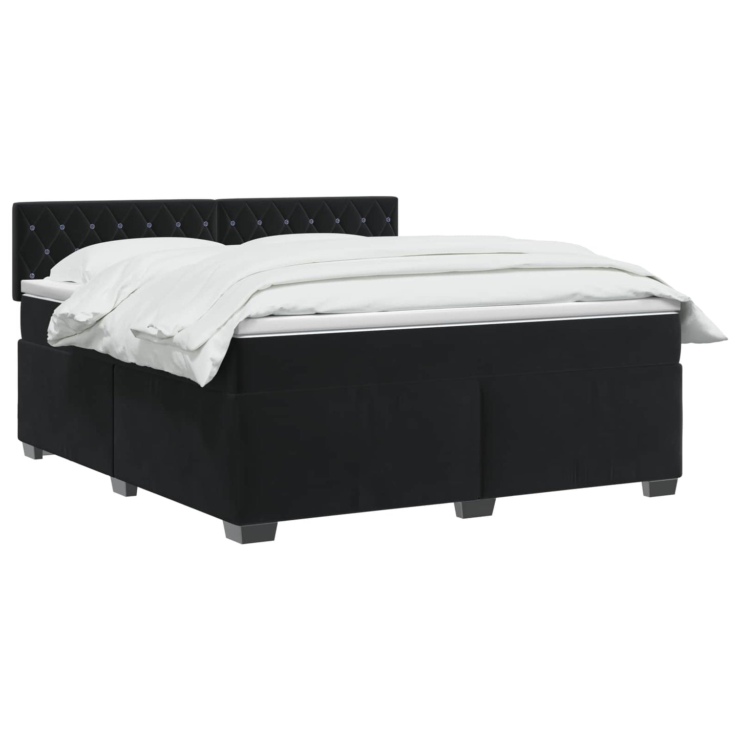Boxspringbett mit Matratze und LED Schwarz 140 x 200 cm Samt