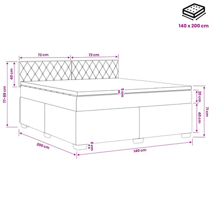Boxspringbett mit Matratze und LED Schwarz 140 x 200 cm Samt