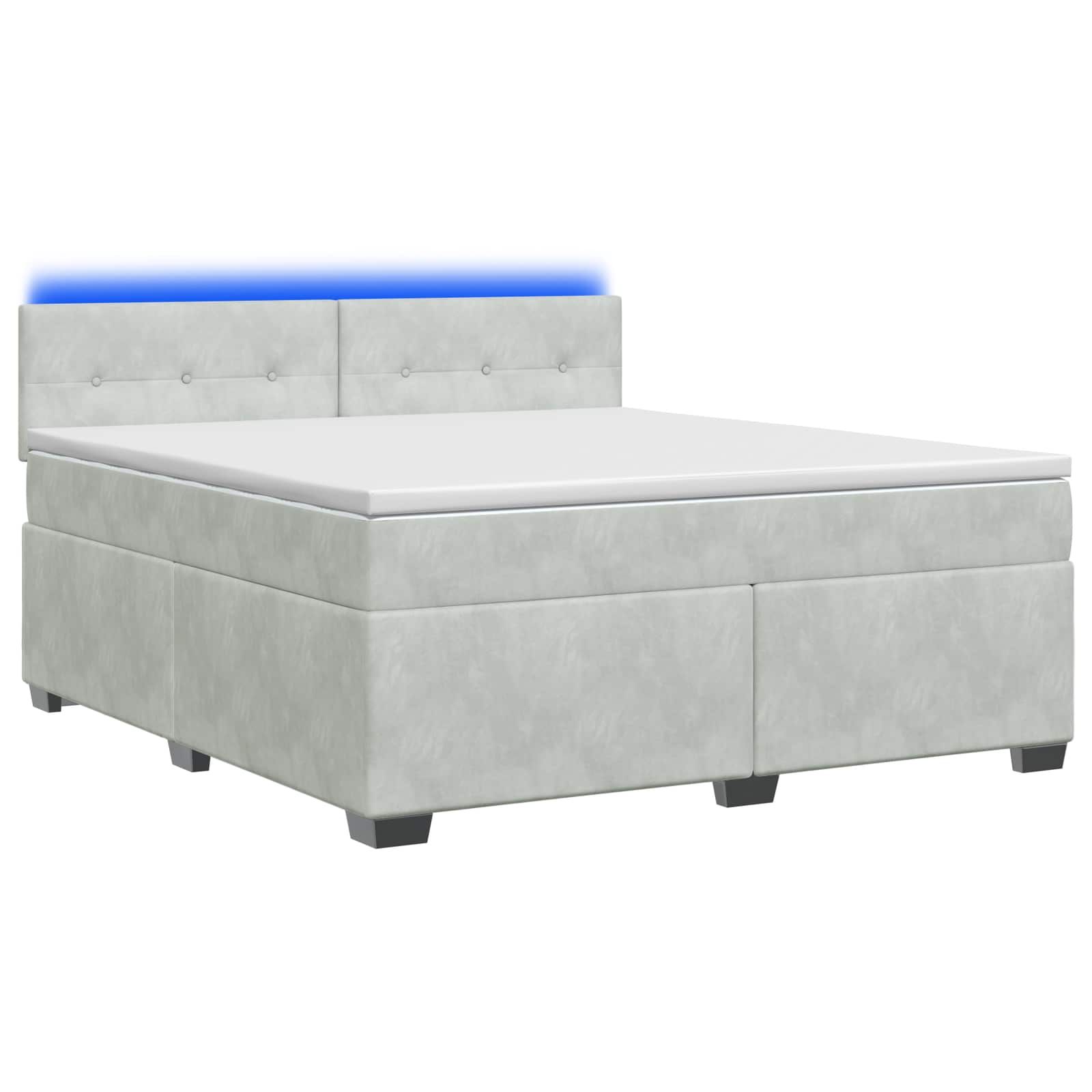 Boxspringbett mit Matratze und LED Hellgrau 140 x 200 cm Samt