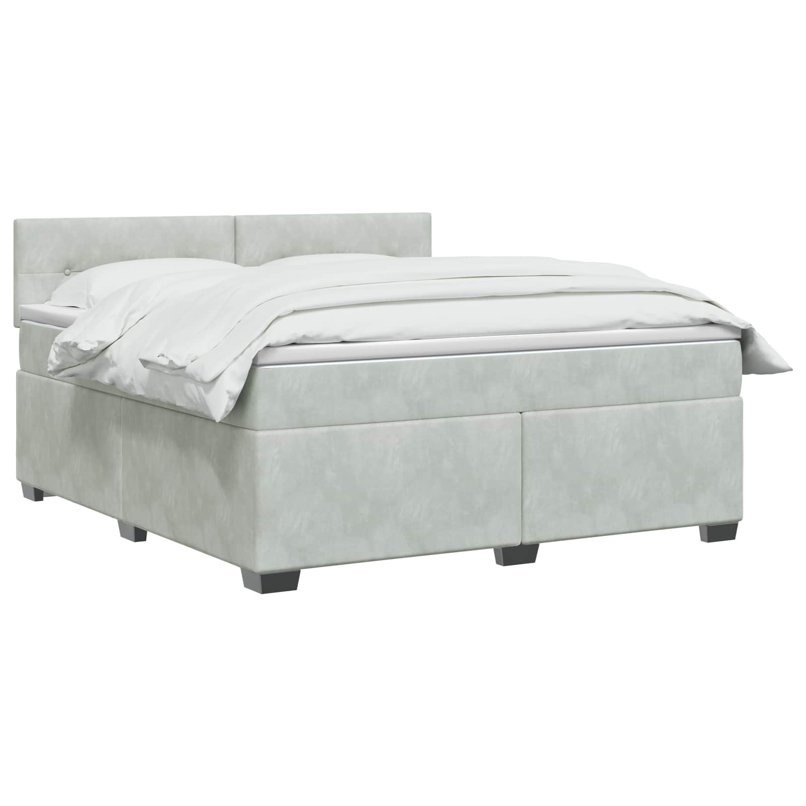 Boxspringbett mit Matratze und LED Hellgrau 140 x 200 cm Samt