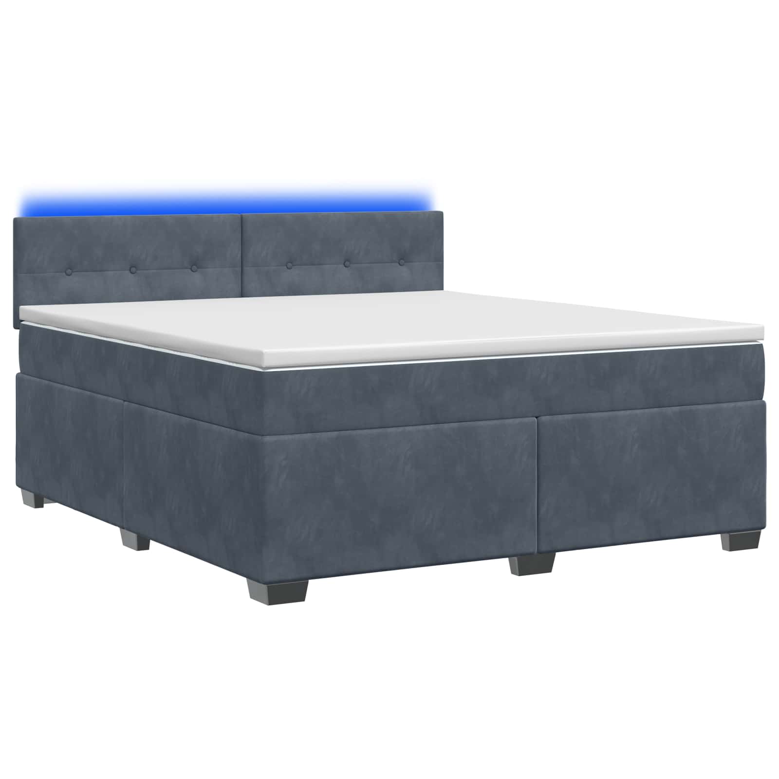 Boxspringbett mit Matratze und LED Dunkelgrau 140 x 200 cm Samt