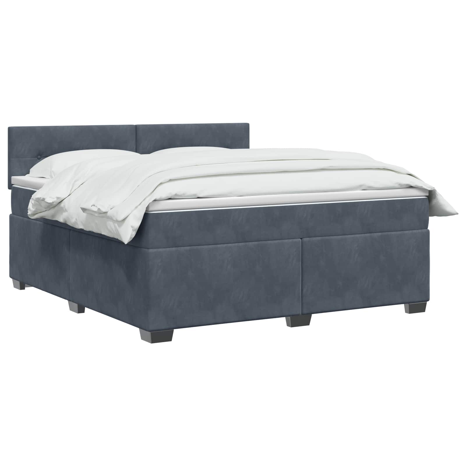 Boxspringbett mit Matratze und LED Dunkelgrau 140 x 200 cm Samt