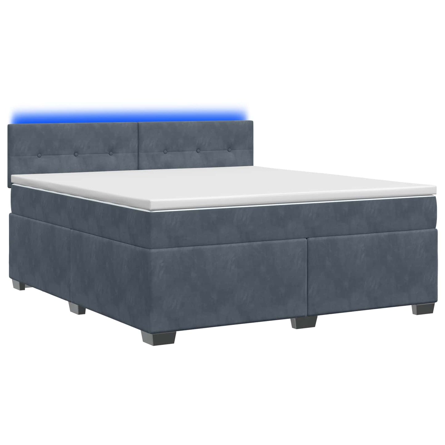 Boxspringbett mit Matratze und LED Dunkelgrau 160 x 200 cm Samt