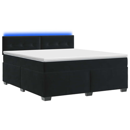 Boxspringbett mit Matratze und LED Schwarz 160 x 200 cm Samt