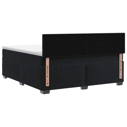 Boxspringbett mit Matratze und LED Schwarz 160 x 200 cm Samt