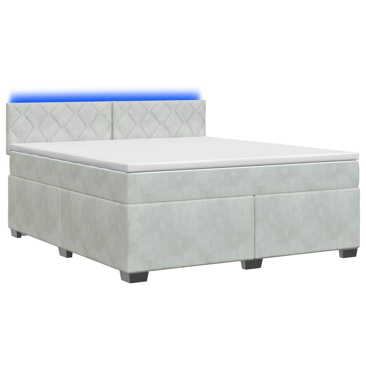 Boxspringbett mit Matratze und LED Hellgrau 160 x 200 cm Samt