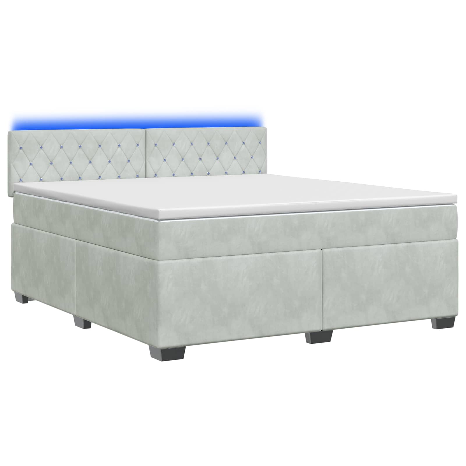 Boxspringbett mit Matratze und LED Hellgrau 180 x 200 cm Samt