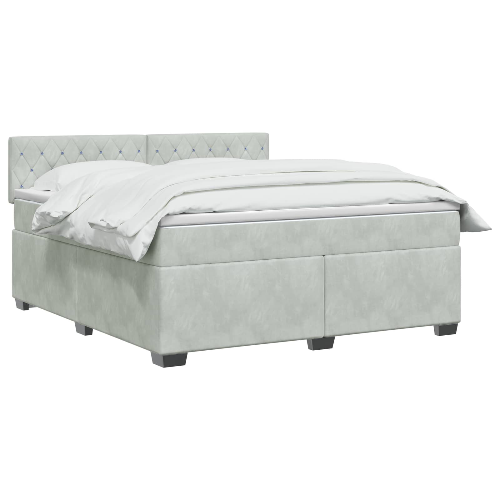 Boxspringbett mit Matratze und LED Hellgrau 180 x 200 cm Samt