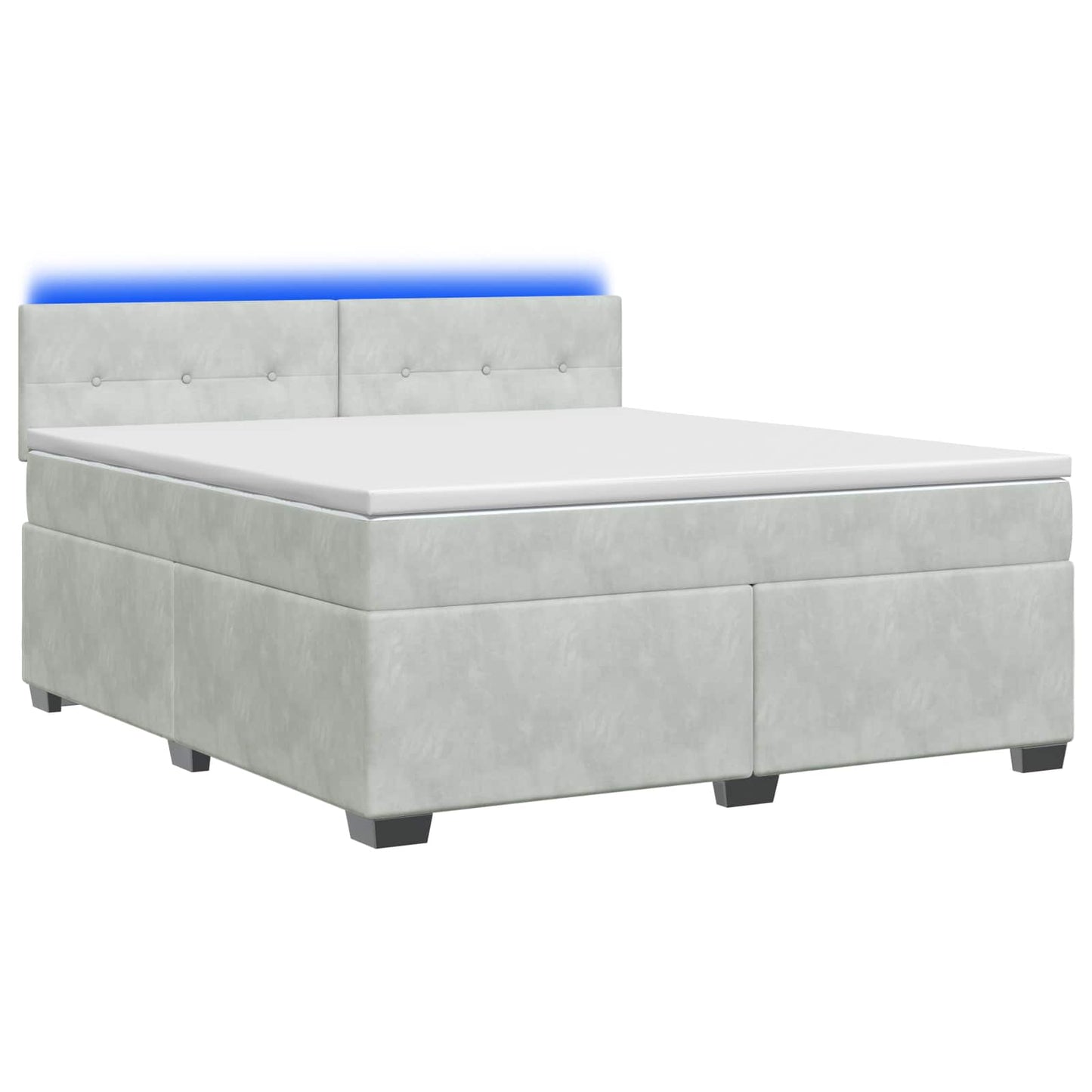 Boxspringbett mit Matratze und LED Hellgrau 180 x 200 cm Samt