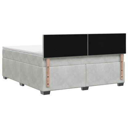 Boxspringbett mit Matratze und LED Hellgrau 180 x 200 cm Samt