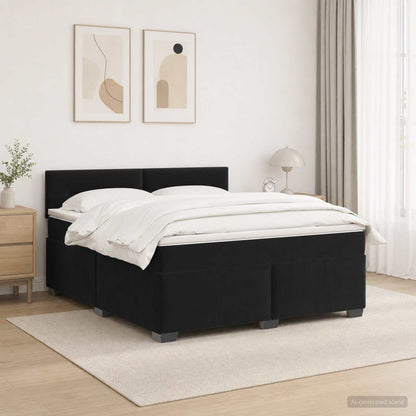 Boxspringbett mit Matratze und LED Schwarz 160 x 200 cm Samt