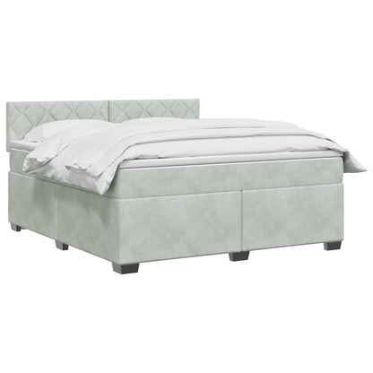 Boxspringbett mit Matratze und LED Hellgrau 180 x 200 cm Samt