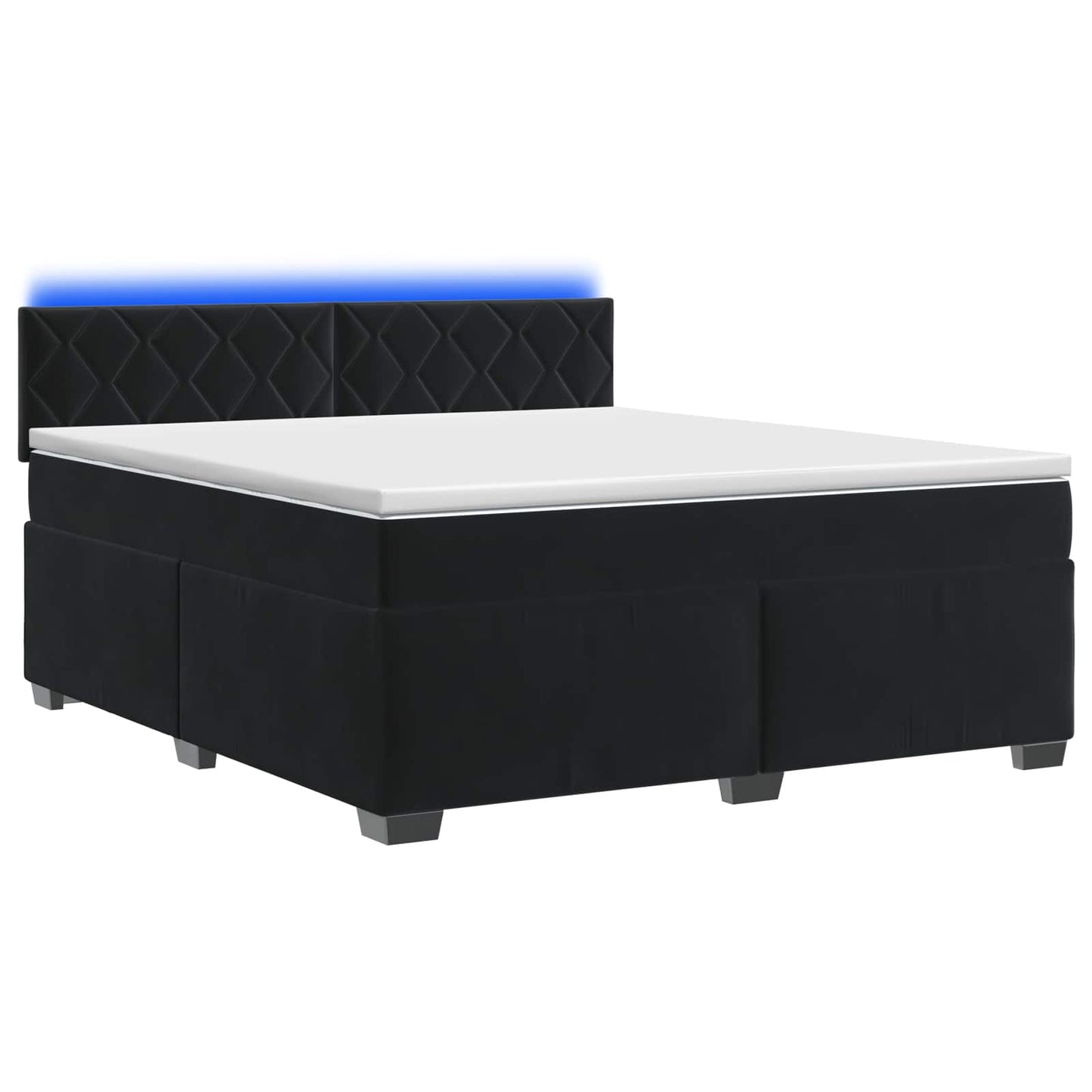 Boxspringbett mit Matratze und LED Schwarz 180 x 200 cm Samt