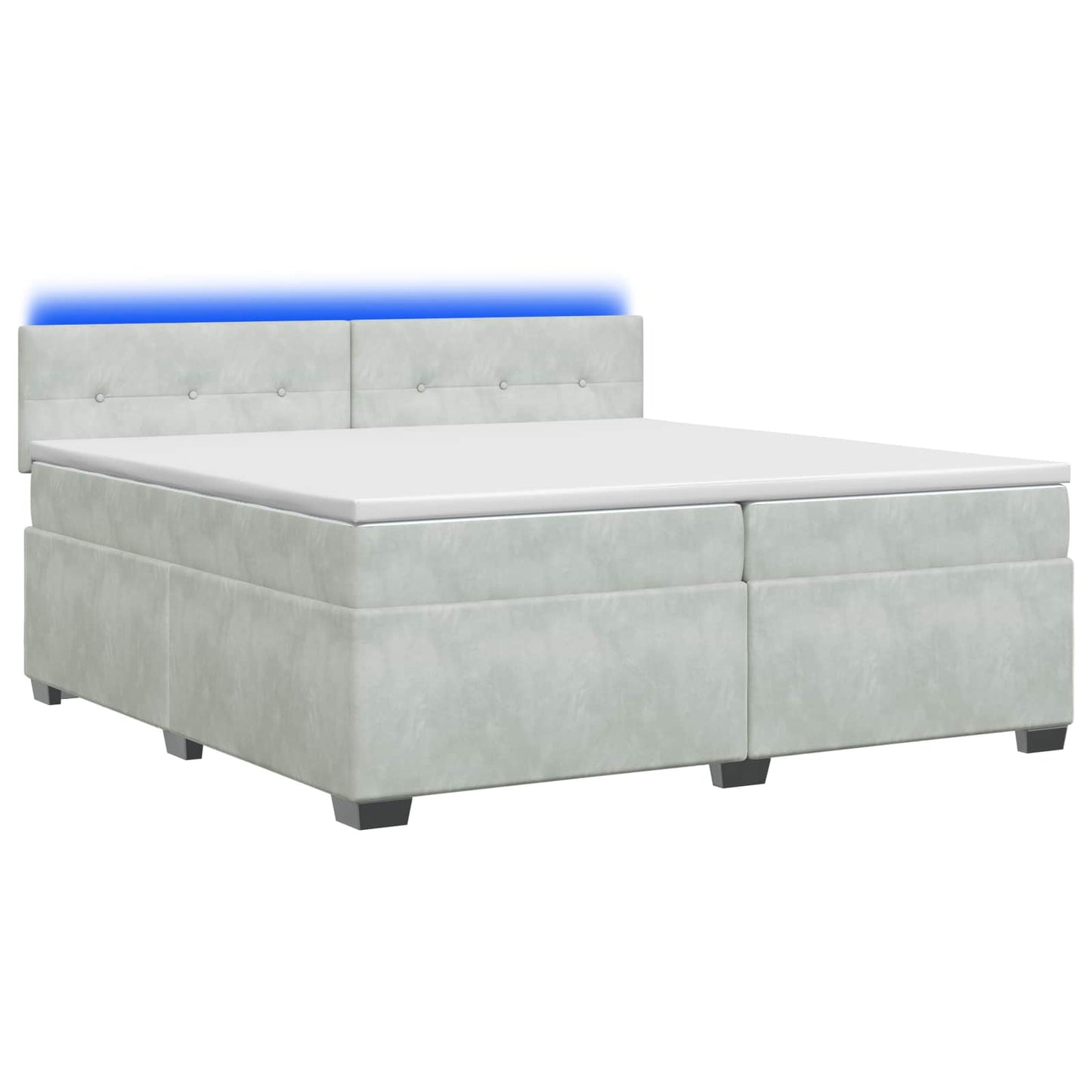Boxspringbett mit Matratze und LED Hellgrau 200 x 200 cm Samt