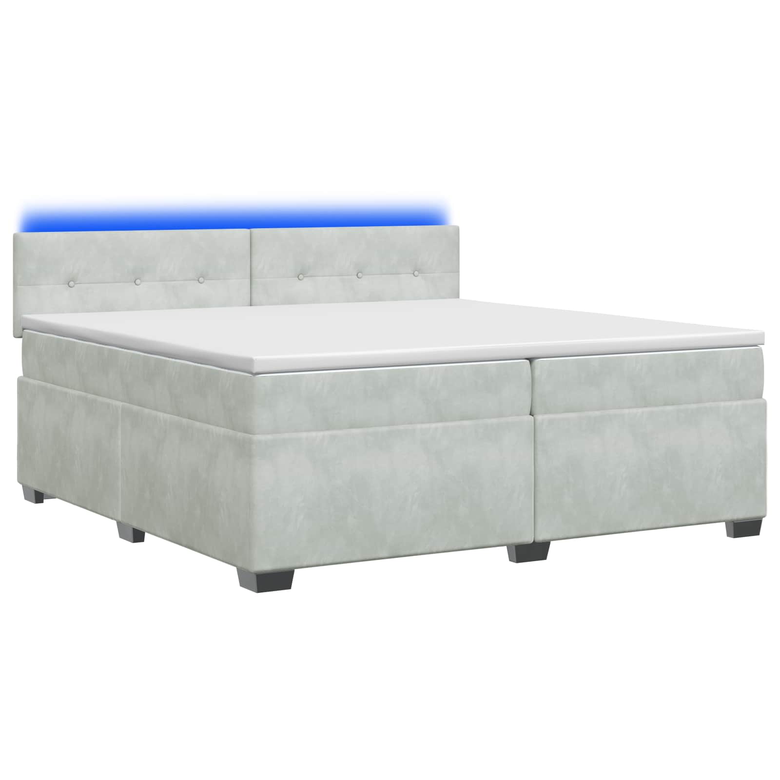 Boxspringbett mit Matratze und LED Hellgrau 200 x 200 cm Samt