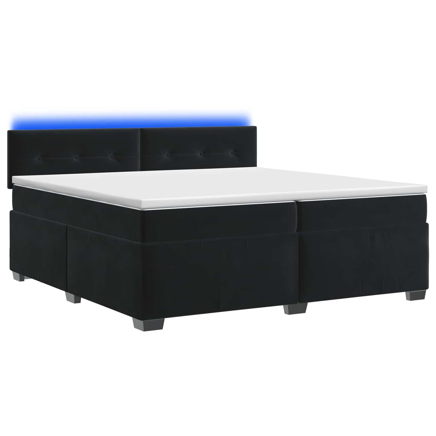 Boxspringbett mit Matratze und LED Schwarz 200 x 200 cm Samt