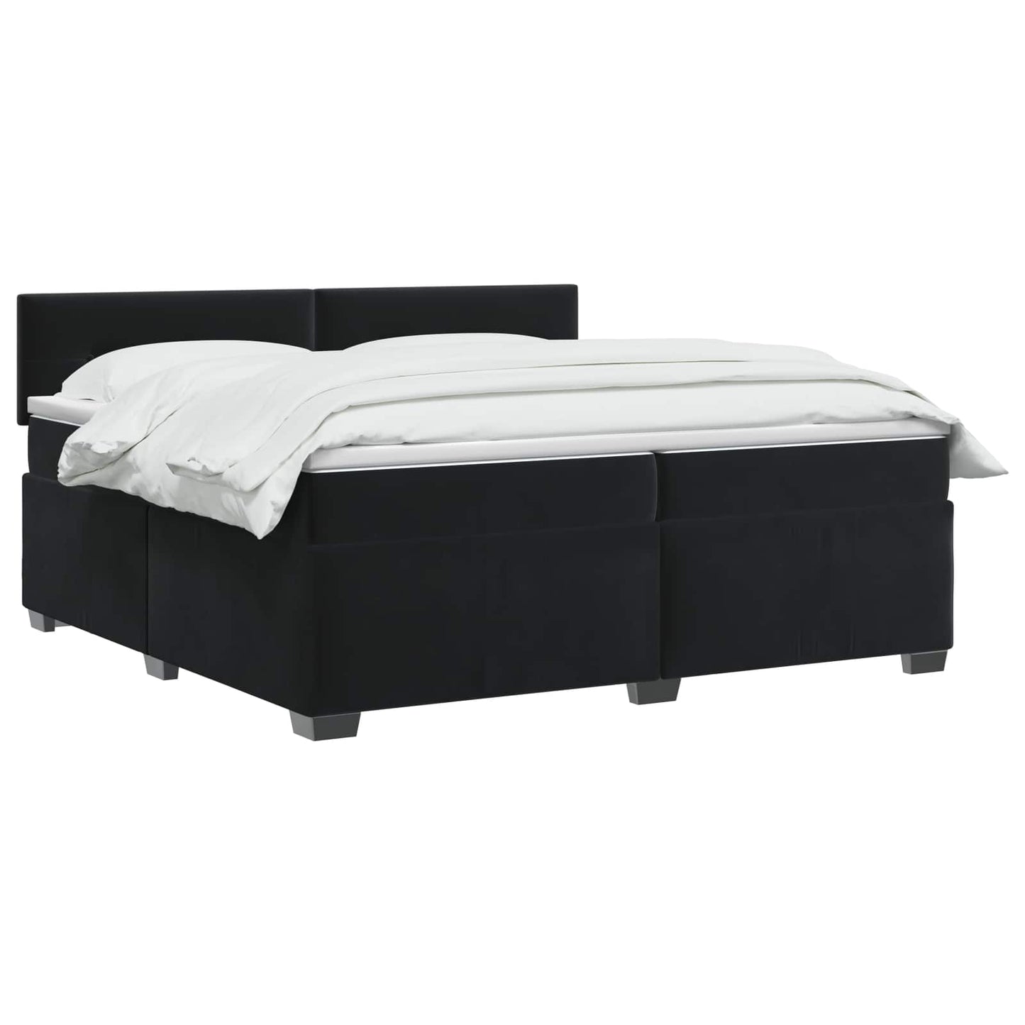 Boxspringbett mit Matratze und LED Schwarz 200 x 200 cm Samt