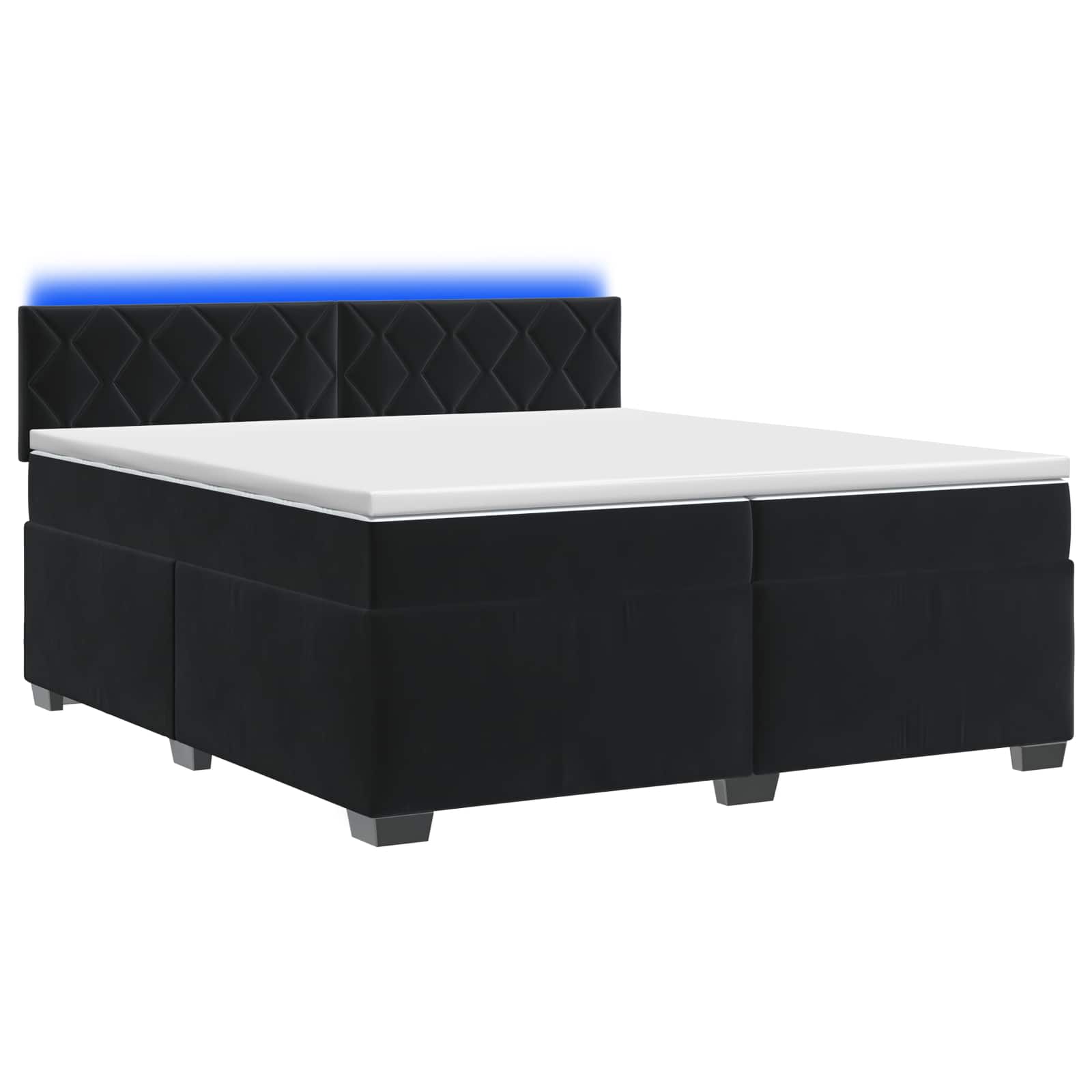 Boxspringbett mit Matratze und LED Schwarz 200 x 200 cm Samt