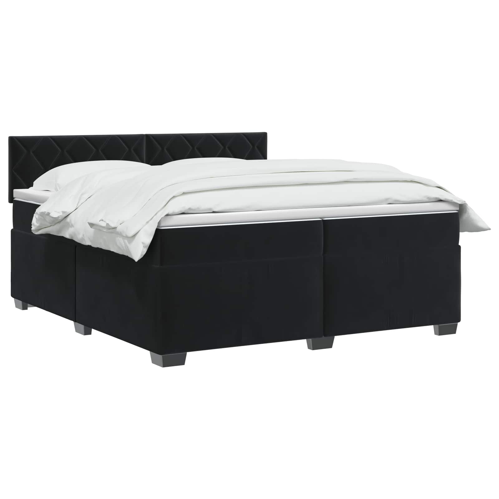 Boxspringbett mit Matratze und LED Schwarz 200 x 200 cm Samt
